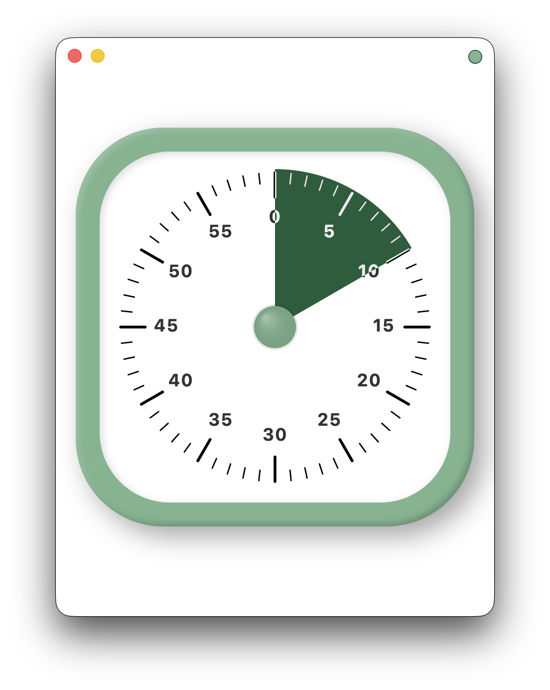 Pomodoro timer with physical dial interface showing time selection